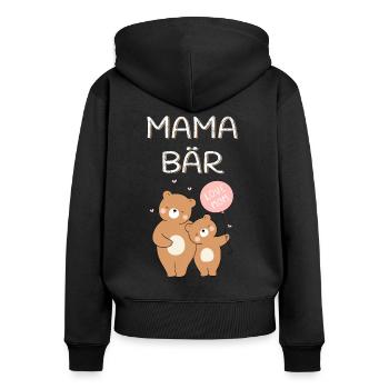 Mama Bär - Frauen Premium Bio Zip Hoodie - Schwarz - Hinten - Julia (174cm)