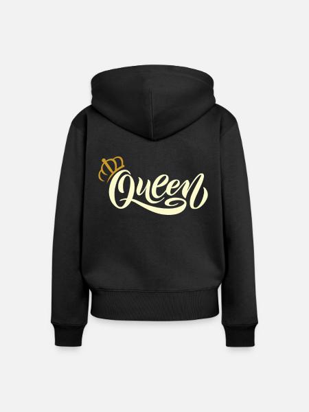 Königin - Frauen Premium Bio Zip Hoodie - Schwarz