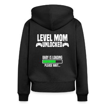 Niveau maman unlocked - Sweat à capuche zippé Premium bio Femme - noir - Dos - Julia (174cm)