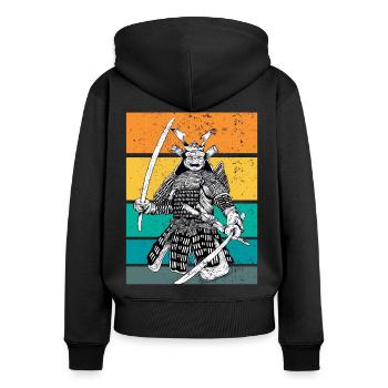 kampfkunst japanischer Samurai beim Ritual - Frauen Premium Bio Zip Hoodie - Schwarz - Hinten - Julia (174cm)