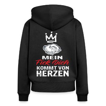 Mein Fick Dich Kommt Von Herzen - Fick Dich - Frauen Premium Bio Zip Hoodie - Schwarz - Hinten - Julia (174cm)