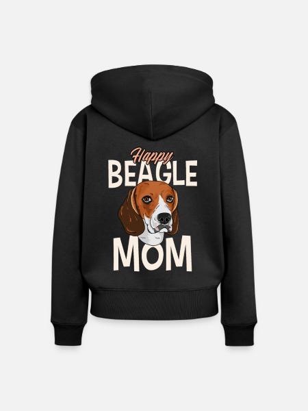 Happy Beagle Mom - Frauen Premium Bio Zip Hoodie - Schwarz