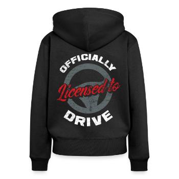Permis de conduire passé - Sweat à capuche zippé Premium bio Femme - noir - Dos - Julia (174cm)