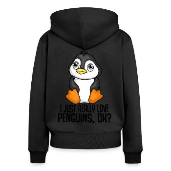 Pingouin Pôle Sud Antarctique Drôle de sort Cadeau - Sweat à capuche zippé Premium bio Femme - noir - Dos - Julia (174cm)