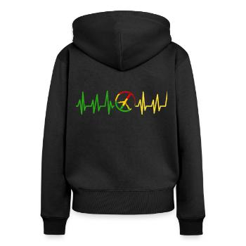 Rastafari Rasta Reggae Cadeau Jah Judah Marley - Sweat à capuche zippé Premium bio Femme - noir - Dos - Julia (174cm)