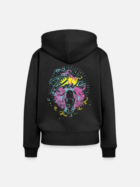 Rave Bär - Frauen Premium Bio Zip Hoodie - Schwarz
