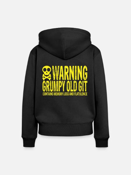 Warning Grumpy Old Git - Frauen Premium Bio Zip Hoodie - Schwarz