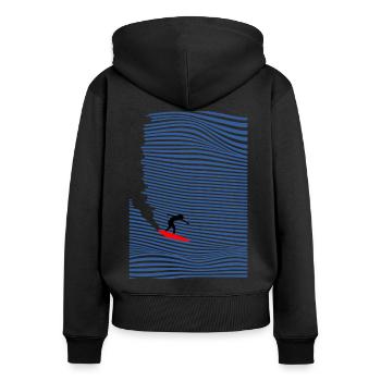 Surferfrau Surfen welle - Frauen Premium Bio Zip Hoodie - Schwarz - Hinten - Julia (174cm)
