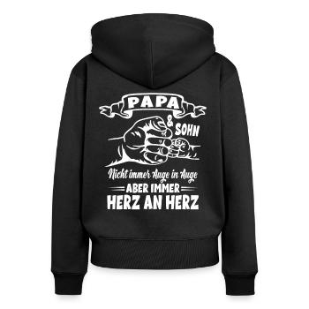 Papa Und Sohn Herz an Herz - Partnerlook Vatertag - Frauen Premium Bio Zip Hoodie - Schwarz - Hinten - Julia (174cm)