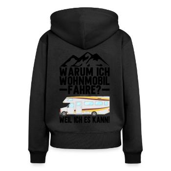 Camping Wohnmobil Camper Geschenk - Frauen Premium Bio Zip Hoodie - Schwarz - Hinten - Julia (174cm)