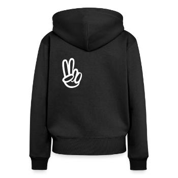 Hippie Frieden Peace Peacezeichen - Frauen Premium Bio Zip Hoodie - Schwarz - Hinten - Julia (174cm)
