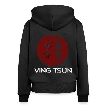 Ving Tsun Sports de combat - Sweat à capuche zippé Premium bio Femme - noir - Dos - Julia (174cm)