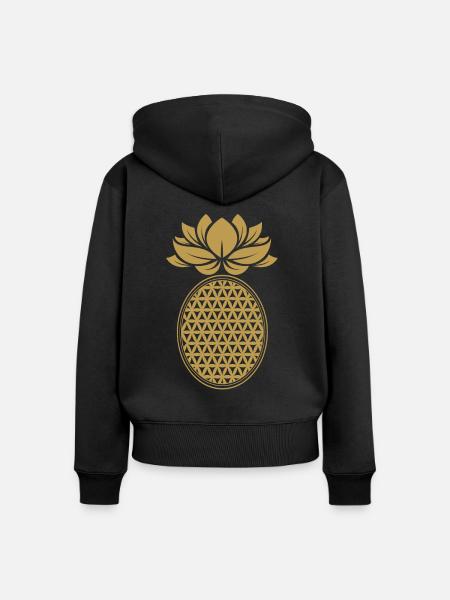 Ananas Goldene Ananas - Frauen Premium Bio Zip Hoodie - Schwarz