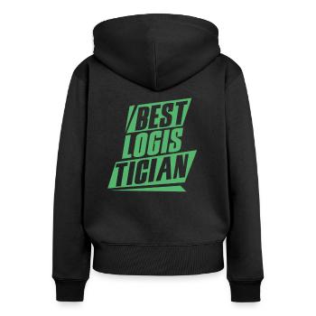 Bester Logistiker Logistik Logistikerin Spedition - Frauen Premium Bio Zip Hoodie - Schwarz - Hinten - Julia (174cm)