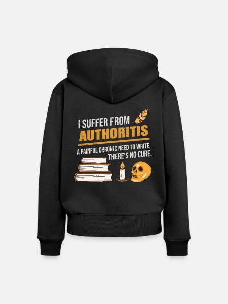 Schriftsteller Authoritis - Frauen Premium Bio Zip Hoodie - Schwarz