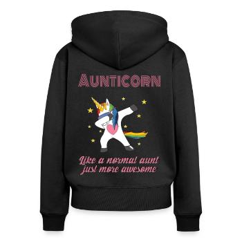 Aunticorn Unicorn Girl Unicorn Dabbing Unicorn - Women's Premium Organic Zip Hoodie - black - Back - Julia (174cm)
