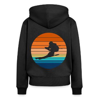 Skifahren Retro Ski Skifahrer Vintage Skier - Sweat à capuche zippé Premium bio Femme - noir - Dos - Julia (174cm)