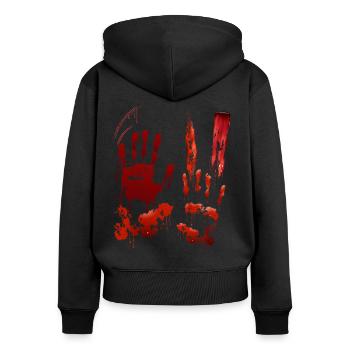 Blut Blutspritzer Halloween Kostüm Blutflecken - Frauen Premium Bio Zip Hoodie - Schwarz - Hinten - Julia (174cm)