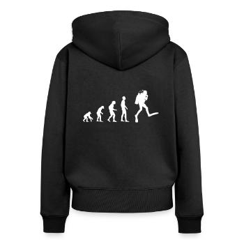 Tauchen Evolution | Menschen Entwicklung Idee - Frauen Premium Bio Zip Hoodie - Schwarz - Hinten - Julia (174cm)