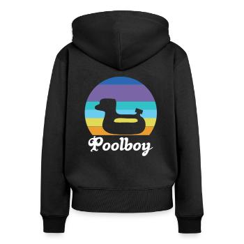 Poolboy Pool Bademeister Schwimmen - Frauen Premium Bio Zip Hoodie - Schwarz - Hinten - Julia (174cm)