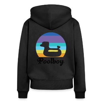 Poolboy Pool Bademeister Schwimmen - Frauen Premium Bio Zip Hoodie - Schwarz - Hinten - Julia (174cm)