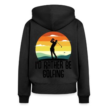 Golf Golfer Golfer Vintage Golf Club Gift - Women's Premium Organic Zip Hoodie - black - Back - Julia (174cm)