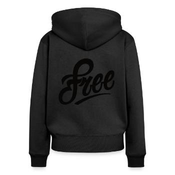 Free - Frauen Premium Bio Zip Hoodie - Schwarz - Hinten - Julia (174cm)