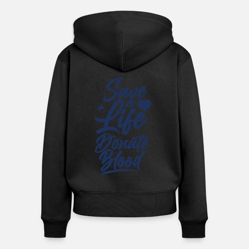 Dons sanguins Du sang Transfusion plasma - Sweat à capuche zippé Premium bio Femme - noir
