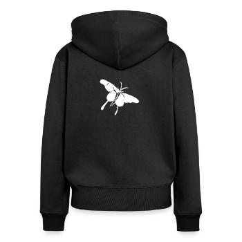 Schmetterling Insekt Schmetterlinge - Frauen Premium Bio Zip Hoodie - Schwarz - Hinten - Julia (174cm)