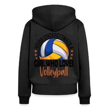Never Underestimate A Girl Who Loves Volleyball - Frauen Premium Bio Zip Hoodie - Schwarz - Hinten - Julia (174cm)