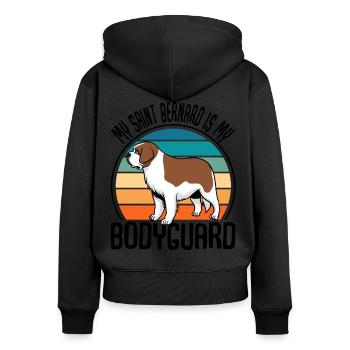 Mon Saint Bernard est mon chien garde du corps Saint-Bernard - Sweat à capuche zippé Premium bio Femme - noir - Dos - Julia (174cm)