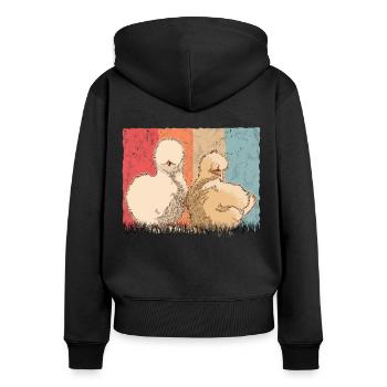 Seidenhuhn Retro Seidenhühner Vintage Silkie Huhn - Frauen Premium Bio Zip Hoodie - Schwarz - Hinten - Julia (174cm)