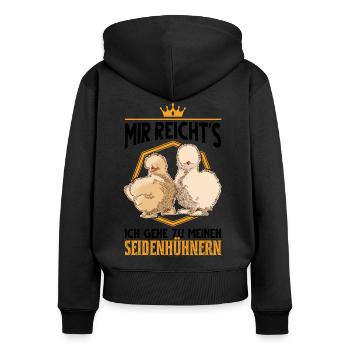 Seidenhuhn Züchter Seidenhühner Silkie Huhn - Frauen Premium Bio Zip Hoodie - Schwarz - Hinten - Julia (174cm)