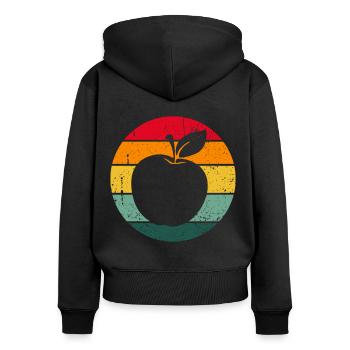 Vintage Retro Apple Fruit Apple Tree Gift Idea - Women's Premium Organic Zip Hoodie - black - Back - Julia (174cm)