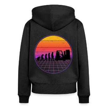 Chariot élévateur Evolution Vaporwave chariot élévateur - Sweat à capuche zippé Premium bio Femme - noir - Dos - Julia (174cm)