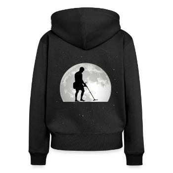 Sondeur Lune Détecteur de métaux Sondler - Sweat à capuche zippé Premium bio Femme - noir - Dos - Julia (174cm)