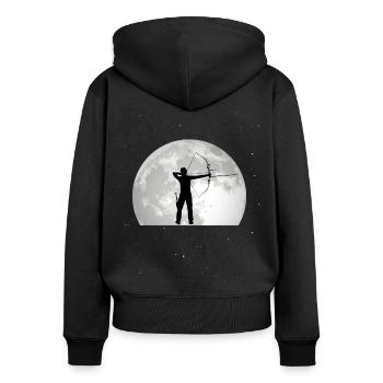 Archer Moon Archery Bow and Arrow - Women's Premium Organic Zip Hoodie - black - Back - Julia (174cm)