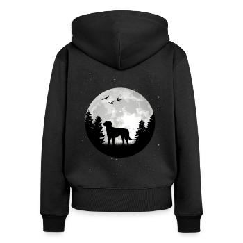 Kleiner Münsterländer Mond Wald Jagdhund - Women's Premium Organic Zip Hoodie - black - Back - Julia (174cm)