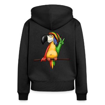 Reggae Perroquet cool musique nonchalante cadeau - Sweat à capuche zippé Premium bio Femme - noir - Dos - Julia (174cm)