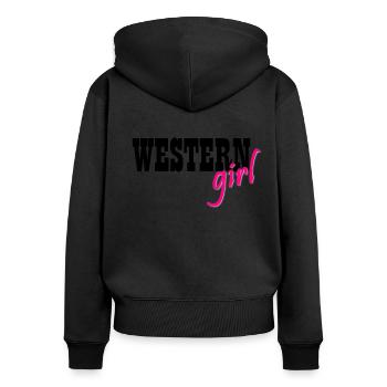 westerngirl cowgirlsgirl western - Sweat à capuche zippé Premium bio Femme - noir - Dos - Julia (174cm)