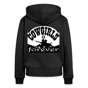 cowgirls girls western friends - Women's Premium Organic Zip Hoodie - black - Back - Julia (174cm)