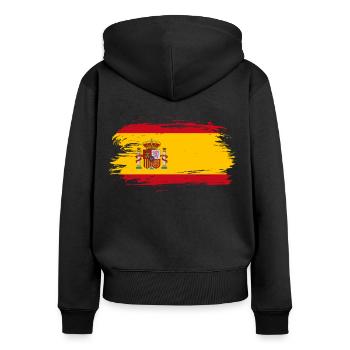 Espagne Drapeau - Sweat à capuche zippé Premium bio Femme - noir - Dos - Julia (174cm)