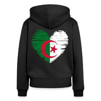 Algérie coeur drapeau blason - Sweat à capuche zippé Premium bio Femme - noir - Dos - Julia (174cm)