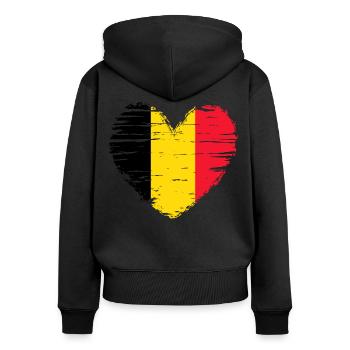Belgium Heart Flag Flag Coat of Arms - Women's Premium Organic Zip Hoodie - black - Back - Julia (174cm)