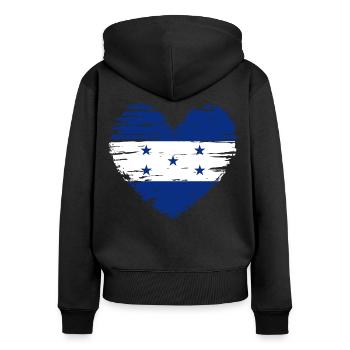Honduras Herz Flagge Fahne Wappen - Frauen Premium Bio Zip Hoodie - Schwarz - Hinten - Julia (174cm)