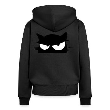 Black Cat 5 Katze - Frauen Premium Bio Zip Hoodie - Schwarz - Hinten - Julia (174cm)