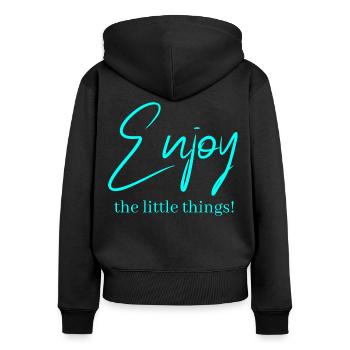 Enjoy the little things ! - Sweat à capuche zippé Premium bio Femme - noir - Dos - Julia (174cm)