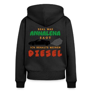 Diesel Auto Annalena Baerbock Die Grünen Verbot - Frauen Premium Bio Zip Hoodie - Schwarz - Hinten - Julia (174cm)