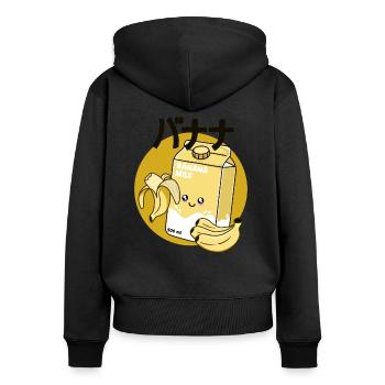 Lait de banane - Sweat à capuche zippé Premium bio Femme - noir - Dos - Julia (174cm)