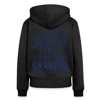 Pas à la retraite Je suis grand-père professionnel - Sweat à capuche zippé Premium bio Femme - noir - Dos - Julia (174cm)